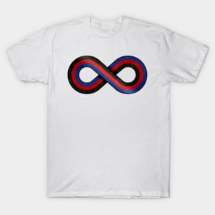 Large Infinity Symbol Striped with Polyamorous Pride Flag T-Shirt
